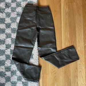 Aritzia Wilfred Melina Leather Pant - Dark Olive